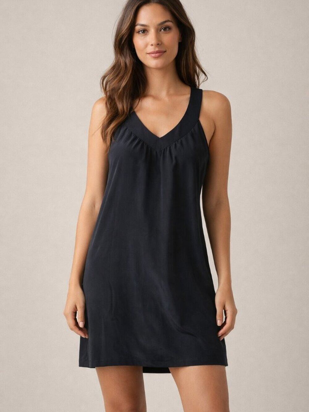 Rory Beca Black Silk Sleeveless Shift Dress Size Large